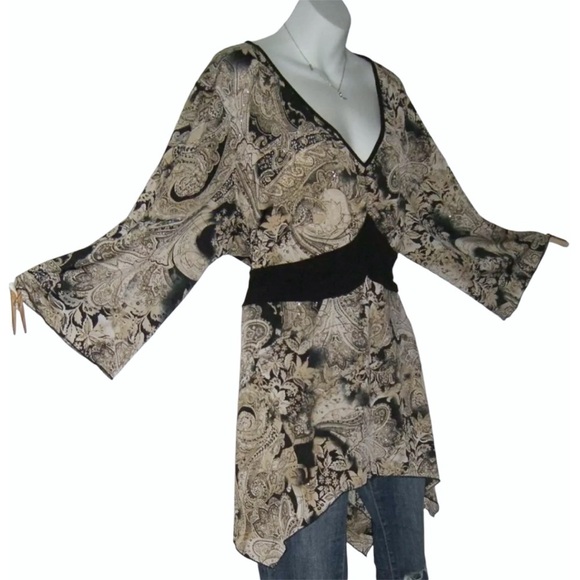 MKM Designs Blouse Vintage 90's Fairy Grunge Whimsygoth Glitter Kimono Plus y2k - Picture 8 of 16
